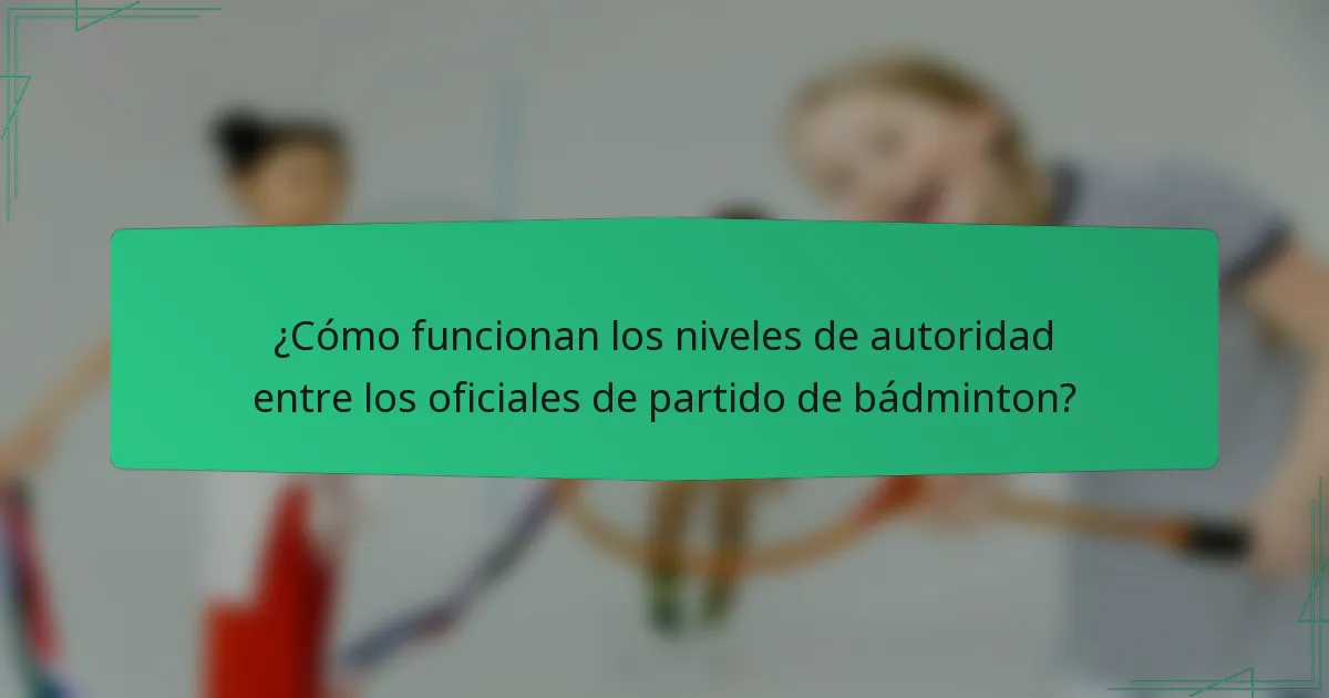 ¿Cómo funcionan los niveles de autoridad entre los oficiales de partido de bádminton?