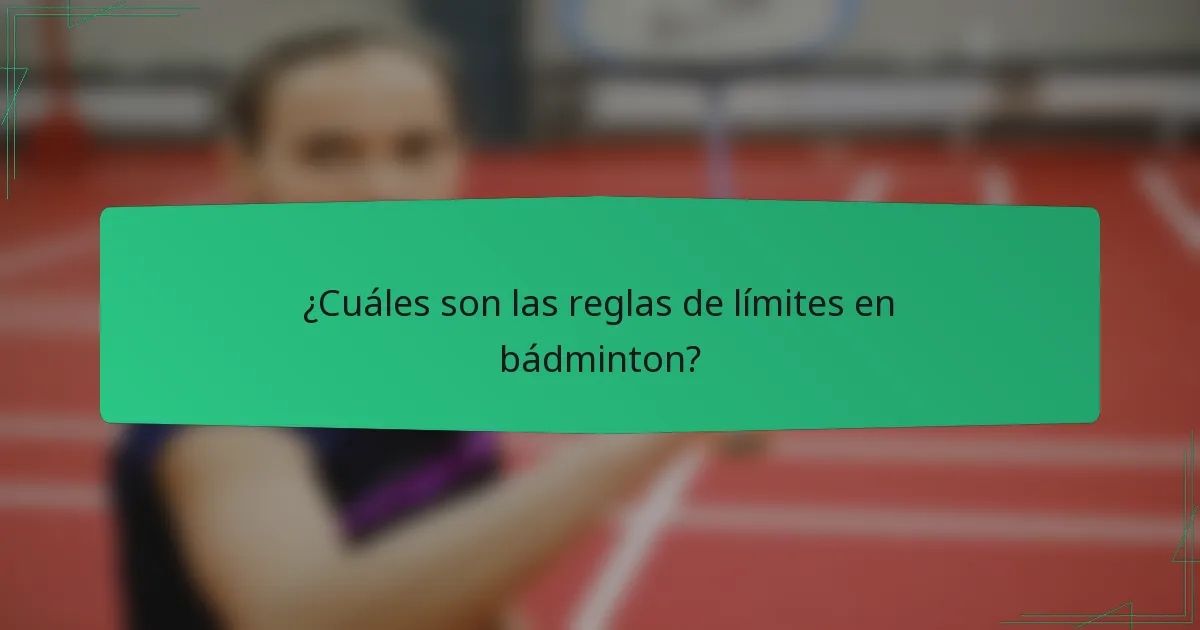¿Cuáles son las reglas de límites en bádminton?