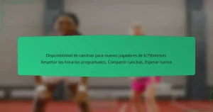 Disponibilidad de canchas para nuevos jugadores de bádminton: Respetar los horarios programados, Compartir canchas, Esperar turnos